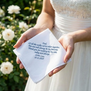 Personalized Embroidered Handkerchief,Wedding Handkerchief, Father of The Bride Gift, Groomsmen Gift, Pocket Square, Mother in Law Gift