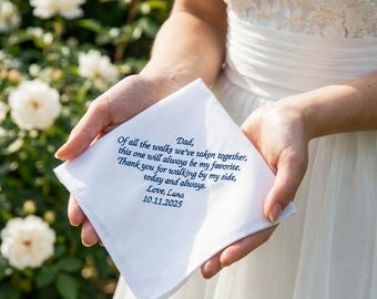 Pañuelo bordado personalizado, pañuelo de boda, regalo para el padre de la novia, regalo para los padrinos de boda, pañuelo de bolsillo, regalo para la suegra.