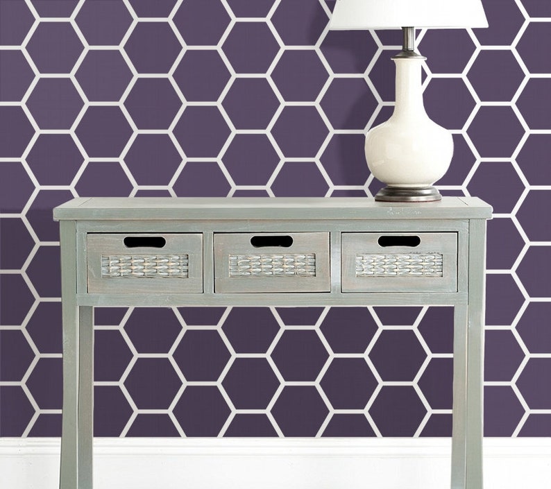 Honeycomb Pattern Large REUSABLE Allover repeating stencil for walls Hexagon Tile Pattern STENCIL for Walls or Floors