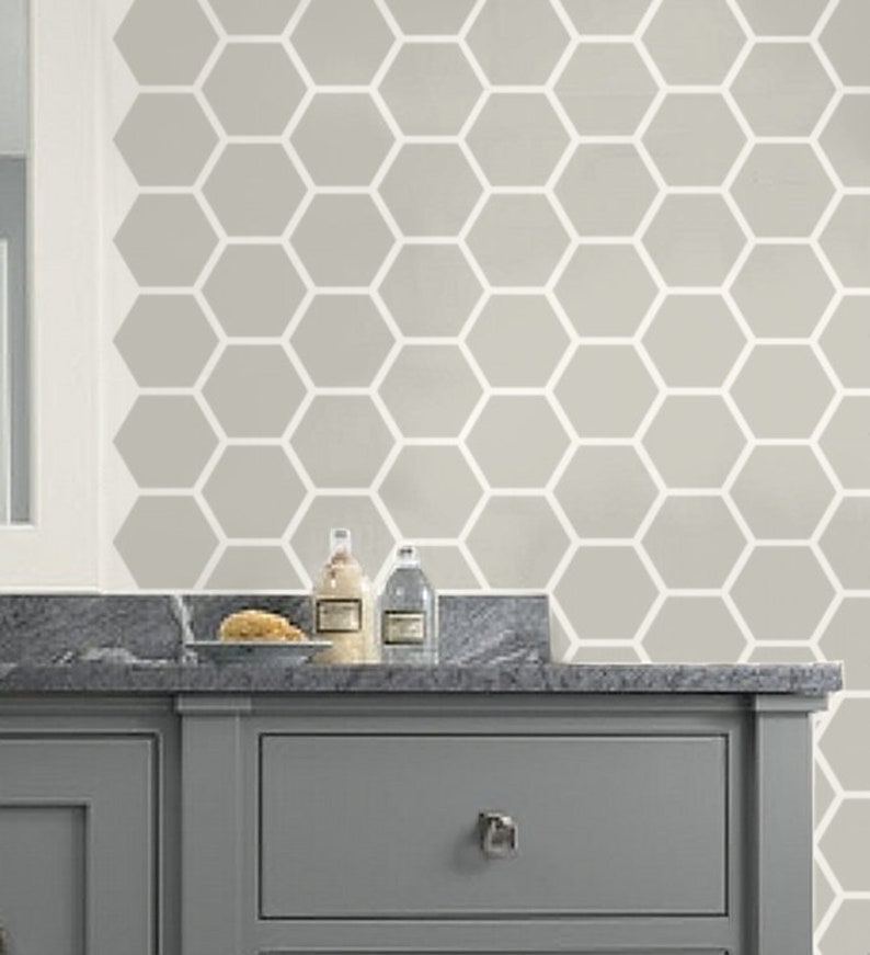 Honeycomb Pattern Large REUSABLE Allover repeating stencil for walls Hexagon Tile Pattern STENCIL for Walls or Floors