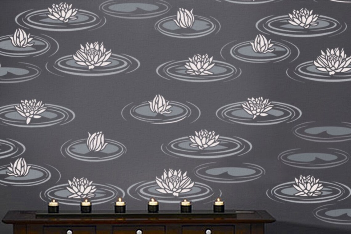 STENCIL for Walls Water LILIES Reusable Lily Pad Flower Etsy