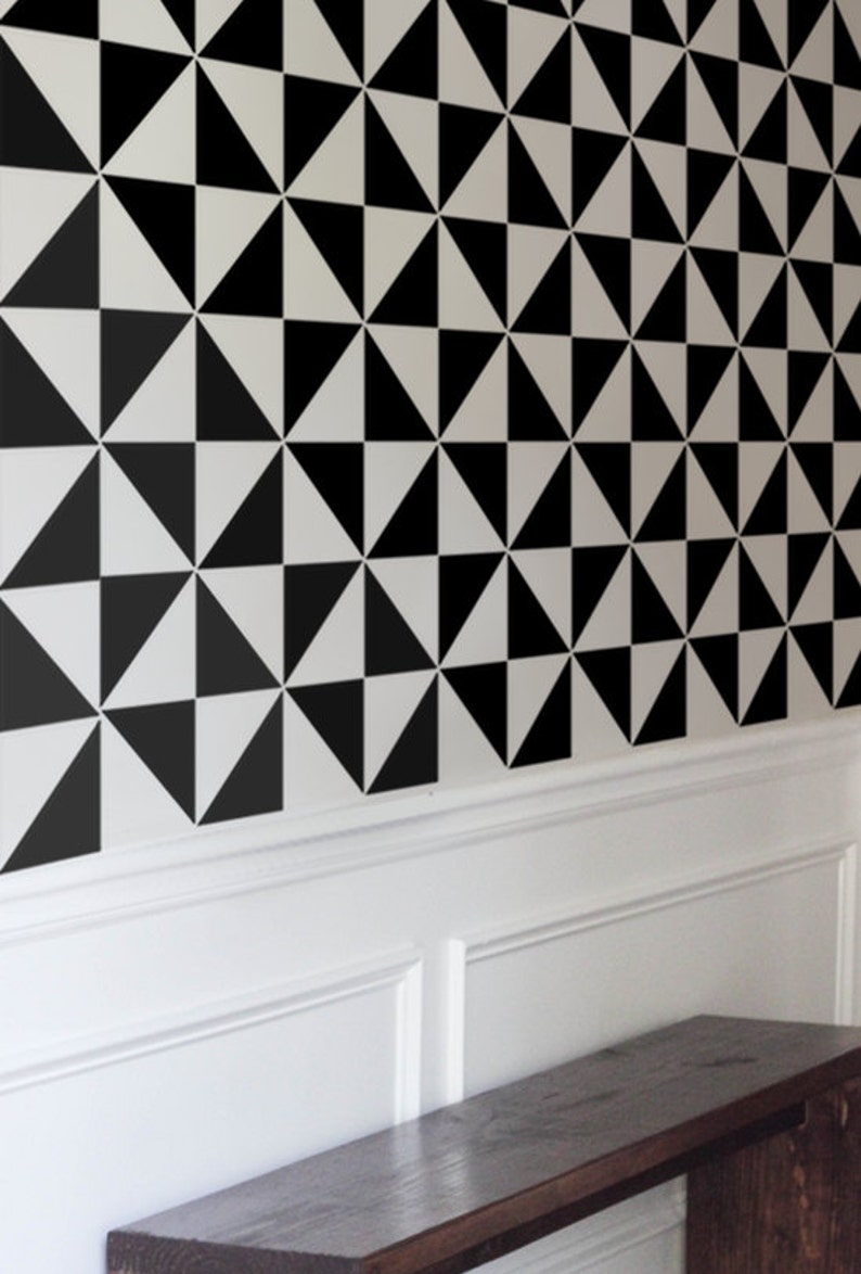 Geometric Stencil For Walls Pinwheel Tile Pattern Large Image 0