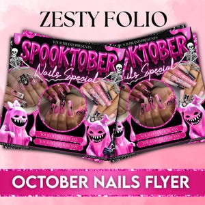 Spooky SZN Flyer, Halloween Nail Flyer, October Nail Booking Flyer, Nail Esthetician, Nail Flyer, Nail Special flyer, DIY Editable Canva