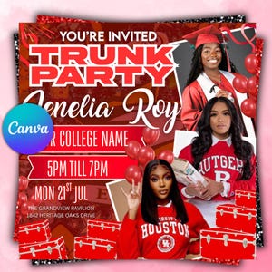 Trunk Party Flyer, Graduation Party Invitation, College Send Off Invitation, Social Media Flyer, Editable Canva Template, Instant Download