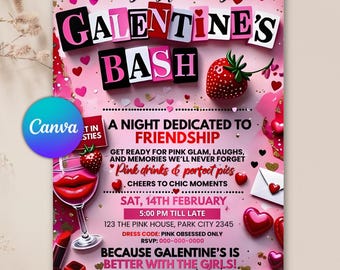 Editable Burn Book Galentine's Day Invite, Pink Girls Party Invitation, Valentine's Day Invite, Girls Only, Mean Girls Galentines Invite