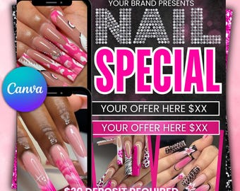 Nail Tech Flyer: Nail Deals, Specials, and Promotions (Digital Download)
