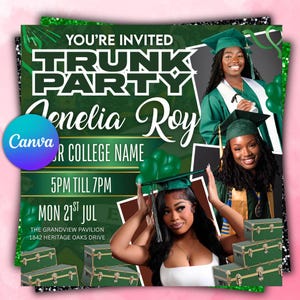 Trunk Party Flyer, Graduation Party Invitation, College Send Off Invitation, Social Media Flyer, Editable Canva Template, Instant Download