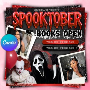 Oktober Buchung Flyer, Halloween Buchung Flyer, Gruselsaison, Oktober Haar Wachs Lash Nägel MUA Zöpfe Makeup Perücke Loks Esthe Buchung Flyer