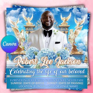 Memorial Funeral Announcement Flyer, Funeral Memorial Announcement Flyer, Funeral Announcement Template, Rest In Peace Flyer, Canva Editable