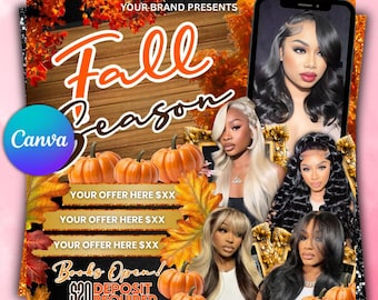 Fall Season Booking Flyer: Lash, Nails, Braids, MUA (Digital Download)
