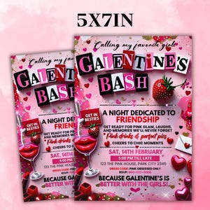 Editable Burn Book Galentine's Day Invite, Pink Girls Party Invitation, Valentine's Day Invite, Girls Only, Mean Girls Galentines Invite