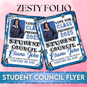 Student Council Campaign Flyer Template, School Election Flyer, Editable Canva Poster, Digital Council Flyer, School Election Poster