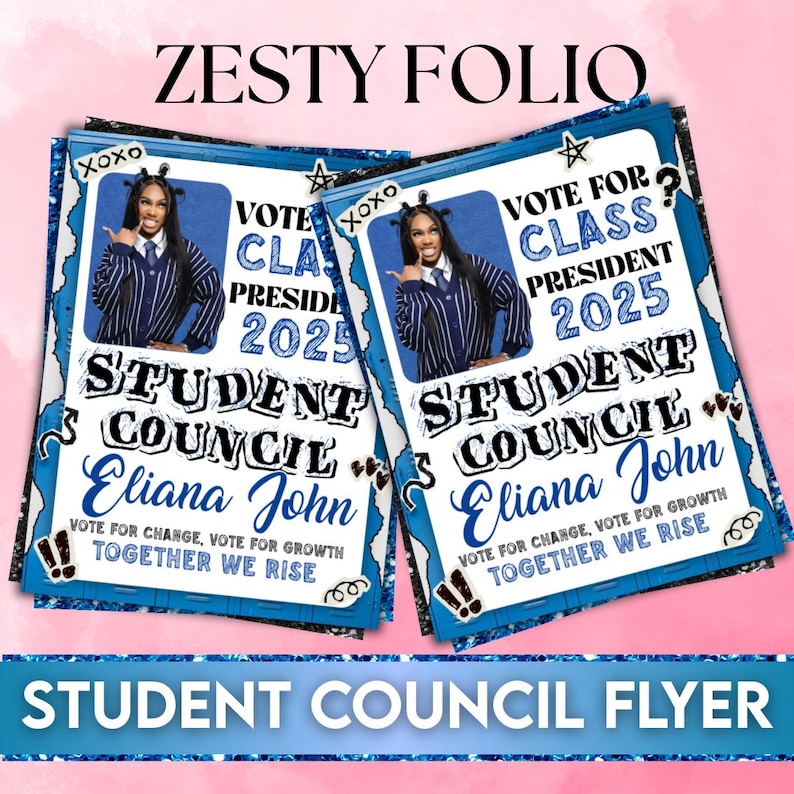 Student Council Campaign Flyer Template, School Election Flyer, Editable Canva Poster, Digital Council Flyer, School Election Poster