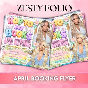 Editable April Booking Flyer, Easter Theme, Hop to My Books, Canva Template, Instant Digital Download, Service Promotion