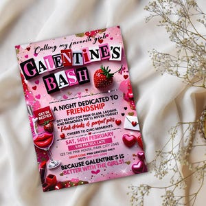 Editable Burn Book Galentine's Day Invite, Pink Girls Party Invitation, Valentine's Day Invite, Girls Only, Mean Girls Galentines Invite