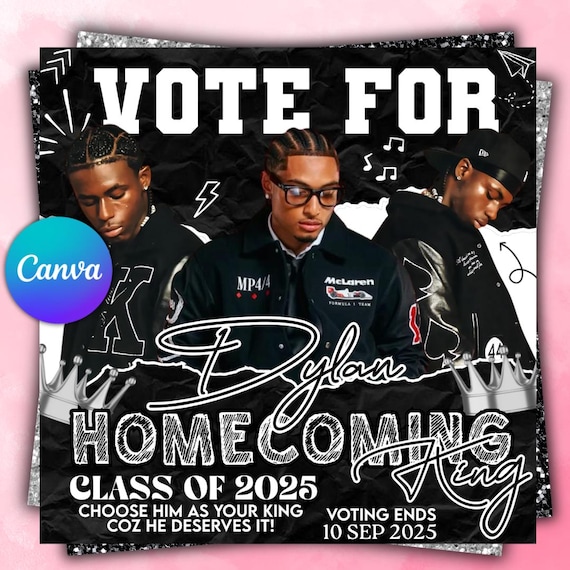 Homecoming Flyer, Vote Homecoming, HOCO Flyer, Homecoming Queen Flyer, Homecoming King Flyer, Homecoming Class Campaign Flyer, DIY Canva