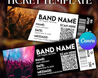 Modèle de billet de concert modifiable : surprise imprimable DIY (téléchargement numérique)