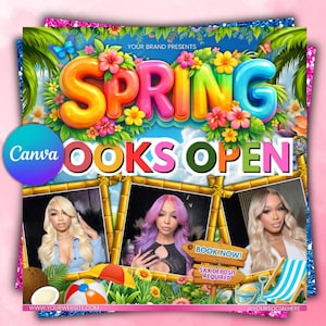 Spring Break Booking Flyer, Spring Booking Flyer, Spring Break Sale Flyer, Spring Special Flyer, Hair Lash Nail Makeup Braids,Canva Editable