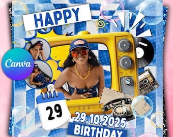 Circulaire de fête d'anniversaire, Circulaire d'anniversaire pour homme, Anniversaire de garçon, Circulaire d'événement, Circulaire du club, Fête d'anniversaire, Flyer d'anniversaire du cancer, Modèle de toile