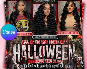 Halloween Booking Flyer October Book Now Flyer Spooky Szn Flyer Halloween Sale Hair Deals Flyer Nails Lash Makeup Flyer DIY Canva Template