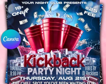 Kickback Party Flyer Canva Template | Editable Chill Party Invitation | Backyard, House, or BBQ Party Flyer Design