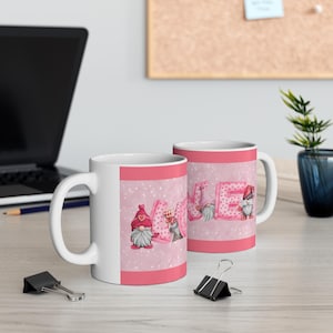 Gnome Gonk Love Mug, Cute Gnome Coffee Cup, Adorable Gonk Ceramic Mug, Funny Gnome Tea Mug, Whimsical Gnome Kitchen Decor
