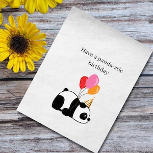 Cute Panda Birthday Card,Have a panda-stic Birthday Panda Birthday Card,Birthday Pun Card for Child, Birthday Card for Nephew or Niece.