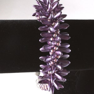 Purple Kumihimo Spiked Bracelet, Czech Dagger Beads, Seed Beads, Japanese Weaving image 5