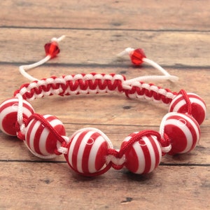 Red and White Nautical Macrame Bracelet, Knotting Cord, Sporty Bracelet image 2