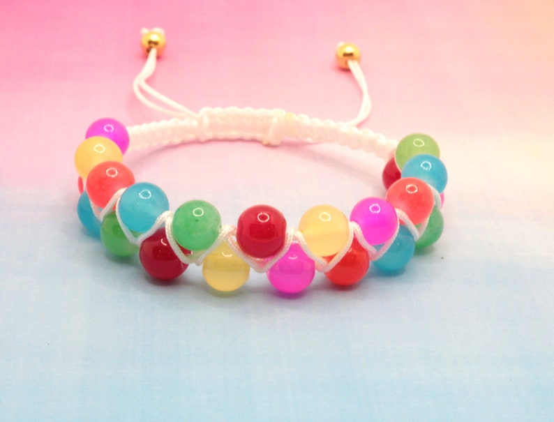 Multicolor Beaded Zig-zag Macrame Bracelet, Popular Trending Jewelry, Adjustable Bracelet image 1