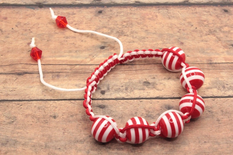 Red and White Nautical Macrame Bracelet, Knotting Cord, Sporty Bracelet image 3