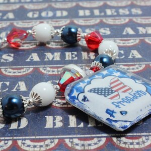Patriotic Bracelet, Red White Blue, American Flag, Patriotic Beaded Bracelet, Freedom Bracelet, Fourth of July, Memorial Day image 3