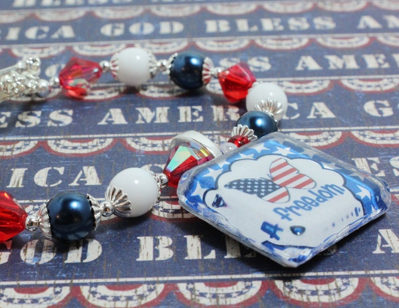 Patriotic Bracelet, Red White Blue, American Flag, Patriotic Beaded Bracelet, Freedom Bracelet, Fourth of July, Memorial Day image 3