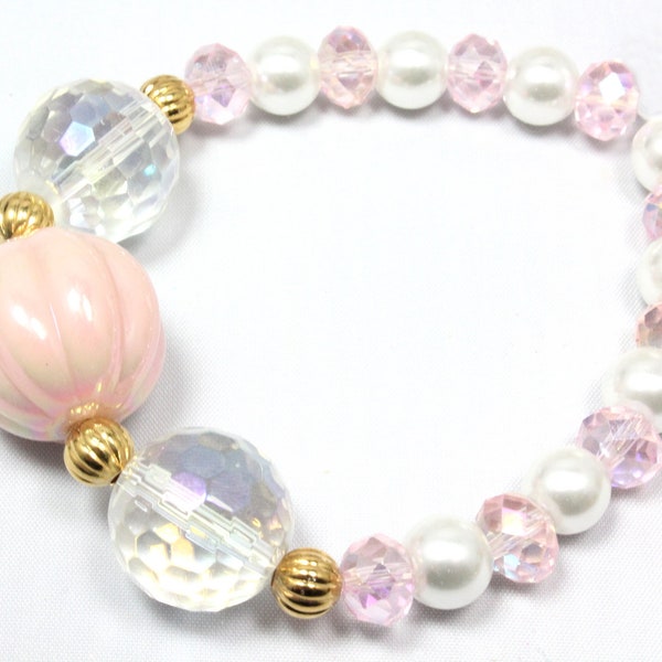 Blush Pink and White Stretch Bracelet, Crystal and Pearls, Springtime Bracelet, Blush Pink, Easter Bracelet