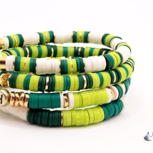 St. Patrick's Day Clay Bead Bracelet, Stack Stretch Bracelets, Trending Jewelry, St. Patrick's Day Colors image 2