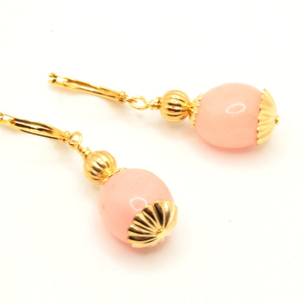 Soft Peach Drop Earrings, Coral Nugget Earrings, Color of the Year