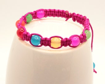 Multicolor Glass Bead Macrame Bracelet, Braided Bracelet, Sliding Knot Closure, Trending Style, Casual Wear