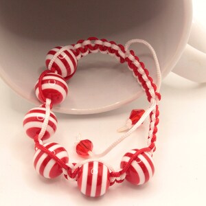 Red and White Nautical Macrame Bracelet, Knotting Cord, Sporty Bracelet image 5