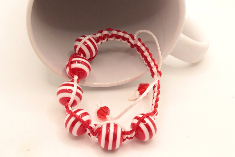 Red and White Nautical Macrame Bracelet, Knotting Cord, Sporty Bracelet image 5