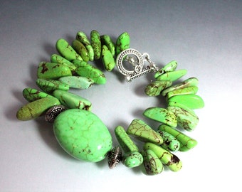 Mint Green Chalk Turquoise Bracelet, Southwestern Style
