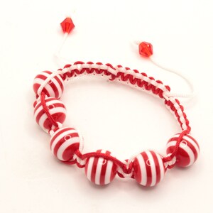 Red and White Nautical Macrame Bracelet, Knotting Cord, Sporty Bracelet image 1