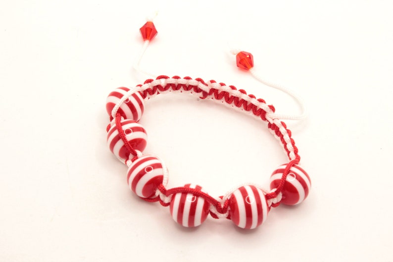 Red and White Nautical Macrame Bracelet, Knotting Cord, Sporty Bracelet image 1