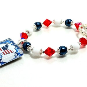 Patriotic Bracelet, Red White Blue, American Flag, Patriotic Beaded Bracelet, Freedom Bracelet, Fourth of July, Memorial Day image 5