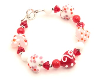 Valentines Lampwork Heart Bracelet