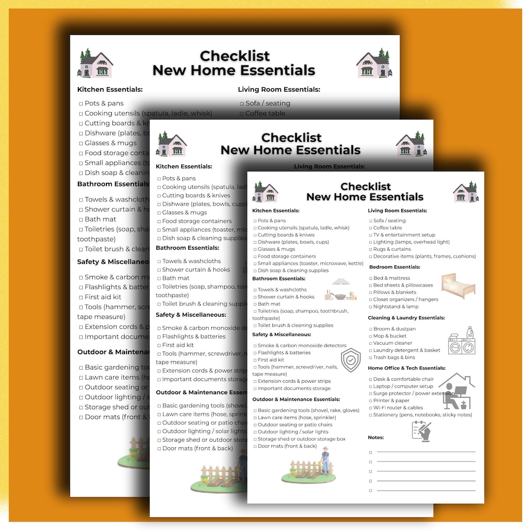New Home Essentials Checklist PDF | US Letter, A4, A5 - Etsy