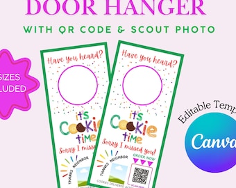 Scout Cookie Sales Door Hanger Printable with QR Code and Photo