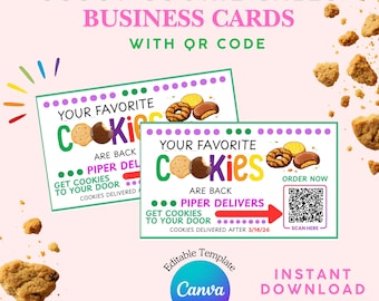 Editable Scout Cookie Business Card Template with QR Code