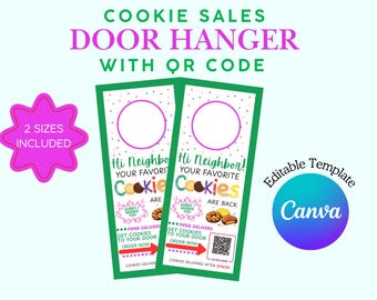 Colgador de puerta de venta de galletas Scout con código QR