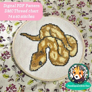 Ball Python Snake Cross Stitch Pattern PDF