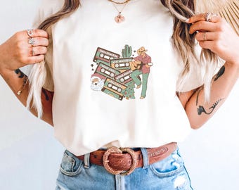 Retro Country  T-Shirt | Cowboy Holiday Tee | Vintage Cassette  Songs Shirt | Western Graphic Tee s-2xl